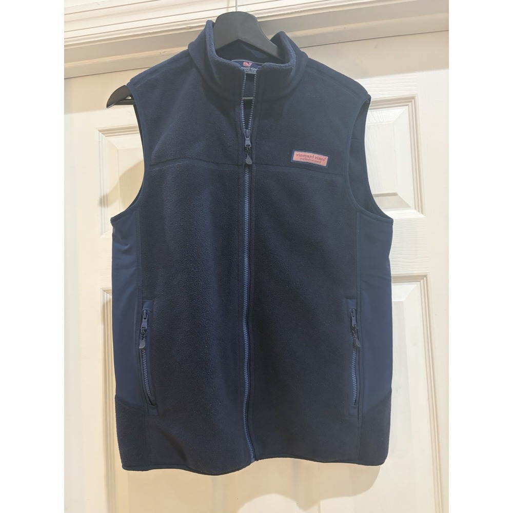Vineyard Vines Navy Blue Full Zip Fleece Vest Women's Size XS Soft Polar Fleece